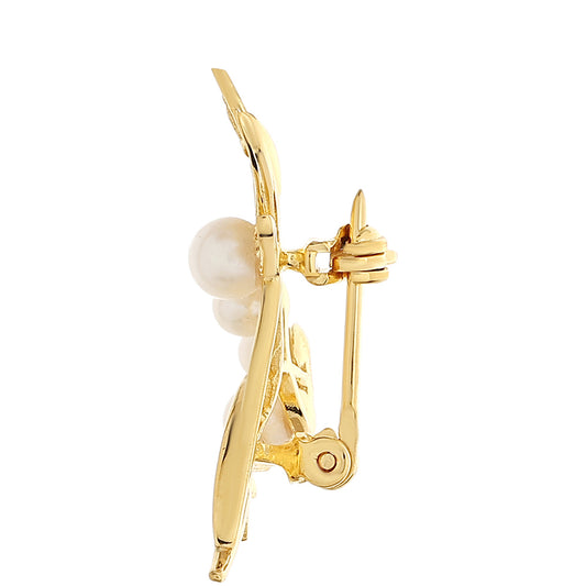 Broşă din Argint 925 Placat cu Aur ( 1.86 grame ) cu Perlă de Cultură 1.52 Carate