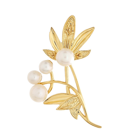 Broşă din Argint 925 Placat cu Aur ( 1.86 grame ) cu Perlă de Cultură 1.52 Carate