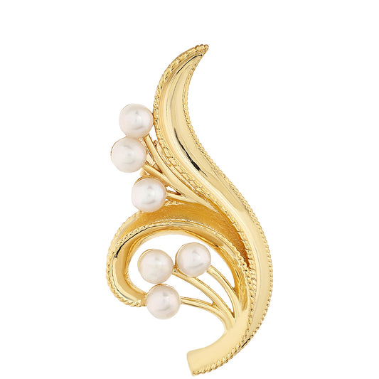 Broşă din Argint 925 Placat cu Aur ( 2.94 grame ) cu Perlă de Cultură 1.44 Carate