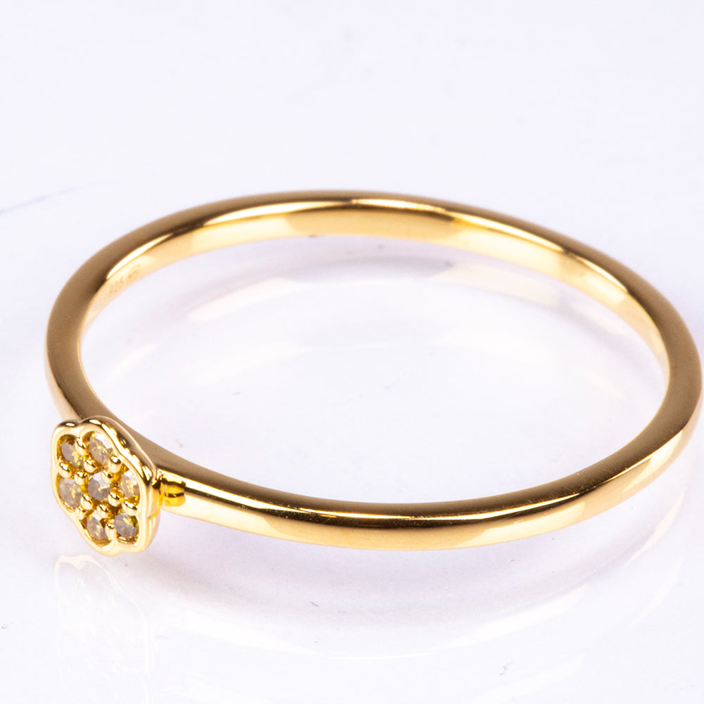 Inel din Argint 925 Placat cu Aur ( 1.02 grame ) cu Diamant Verde Veronez 0.05 Carate 2 