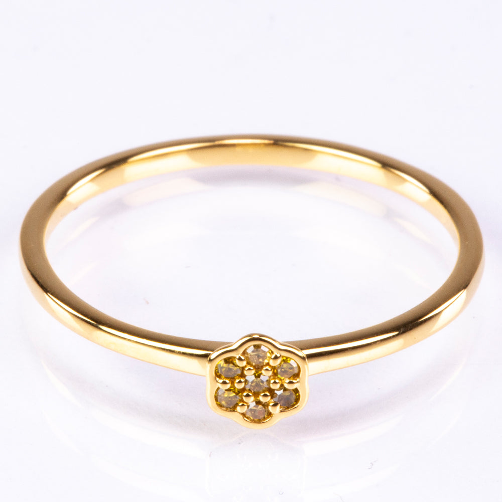 Inel din Argint 925 Placat cu Aur ( 1.02 grame ) cu Diamant Verde Veronez 0.05 Carate