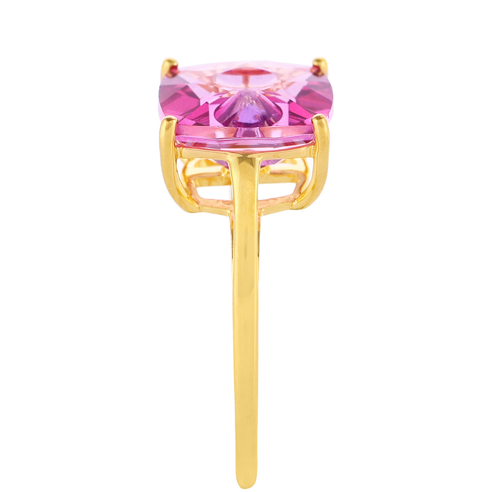 Inel din Argint 925 Placat cu Aur ( 1.57 grame ) cu Tanzanit și Topaz Mistic Roz 4.07 Carate