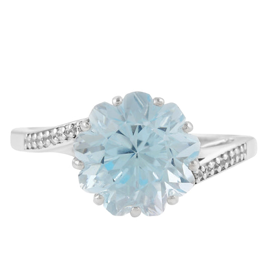 Inel din Argint 925 ( 2.42 grame ) cu Topaz Albastru ca Cerul și Zircon Natural 4.95 Carate