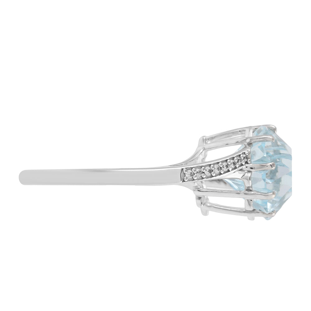 Inel din Argint 925 ( 2.42 grame ) cu Topaz Albastru ca Cerul și Zircon Natural 4.95 Carate