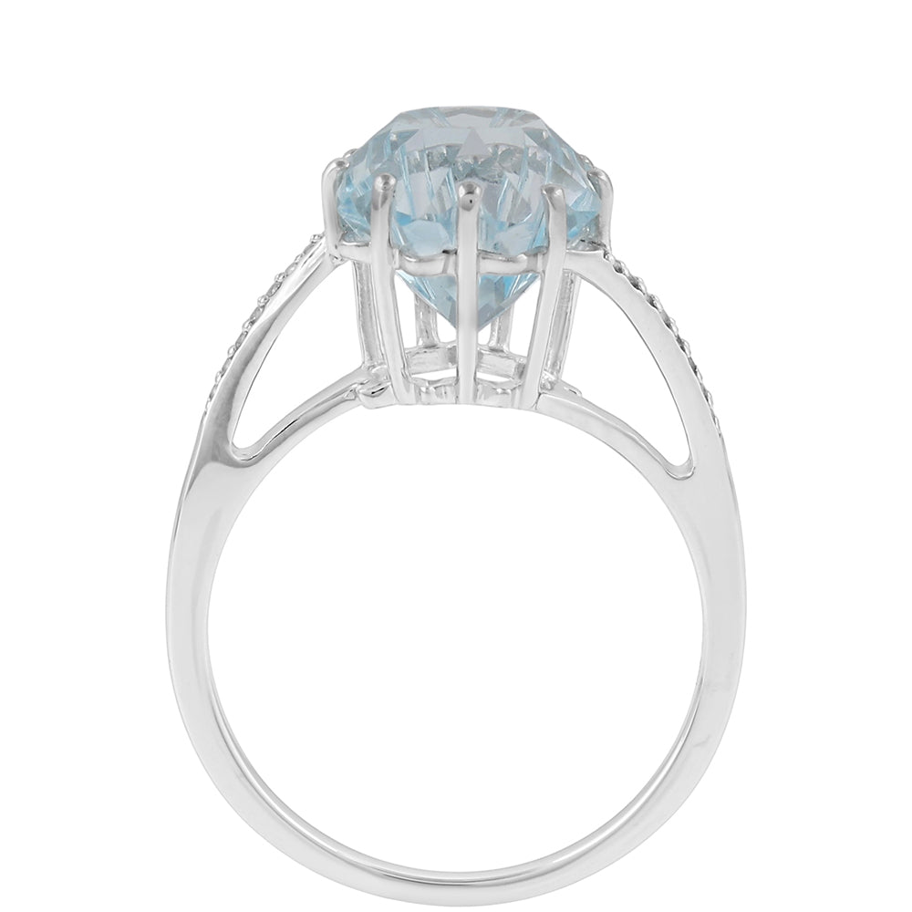 Inel din Argint 925 ( 2.42 grame ) cu Topaz Albastru ca Cerul și Zircon Natural 4.95 Carate 4 