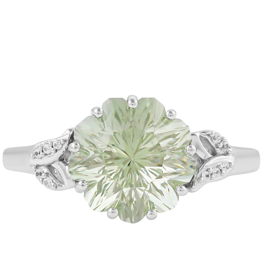 Inel din Argint 925 ( 2.97 grame ) cu Ametist Verde și Zircon Natural 3.48 Carate 1 