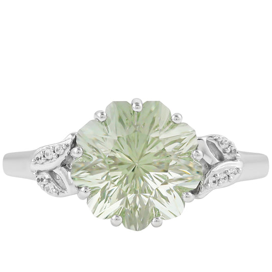 Inel din Argint 925 ( 2.97 grame ) cu Ametist Verde și Zircon Natural 3.48 Carate