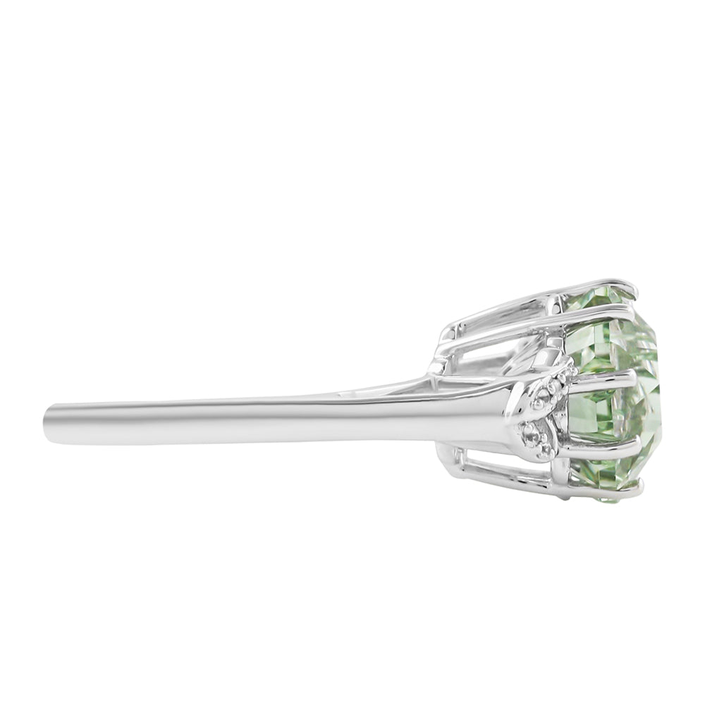 Inel din Argint 925 ( 2.97 grame ) cu Ametist Verde și Zircon Natural 3.48 Carate 2 