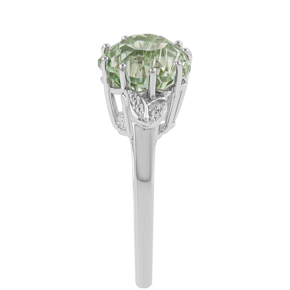 Inel din Argint 925 ( 2.97 grame ) cu Ametist Verde și Zircon Natural 3.48 Carate