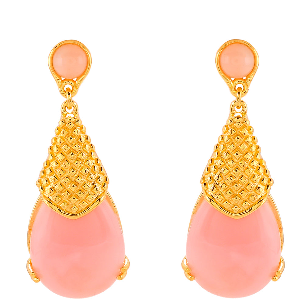 Cercei din Argint 925 Placat cu Aur ( 5.42 grame ) cu Opal Roz 23.2 Carate 1 