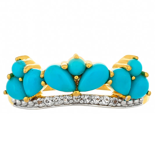 Inel din Argint 925 Placat cu Aur ( 2.83 grame ) cu Turcoaz ”Frumoasa Adormită” 1.29 Carate