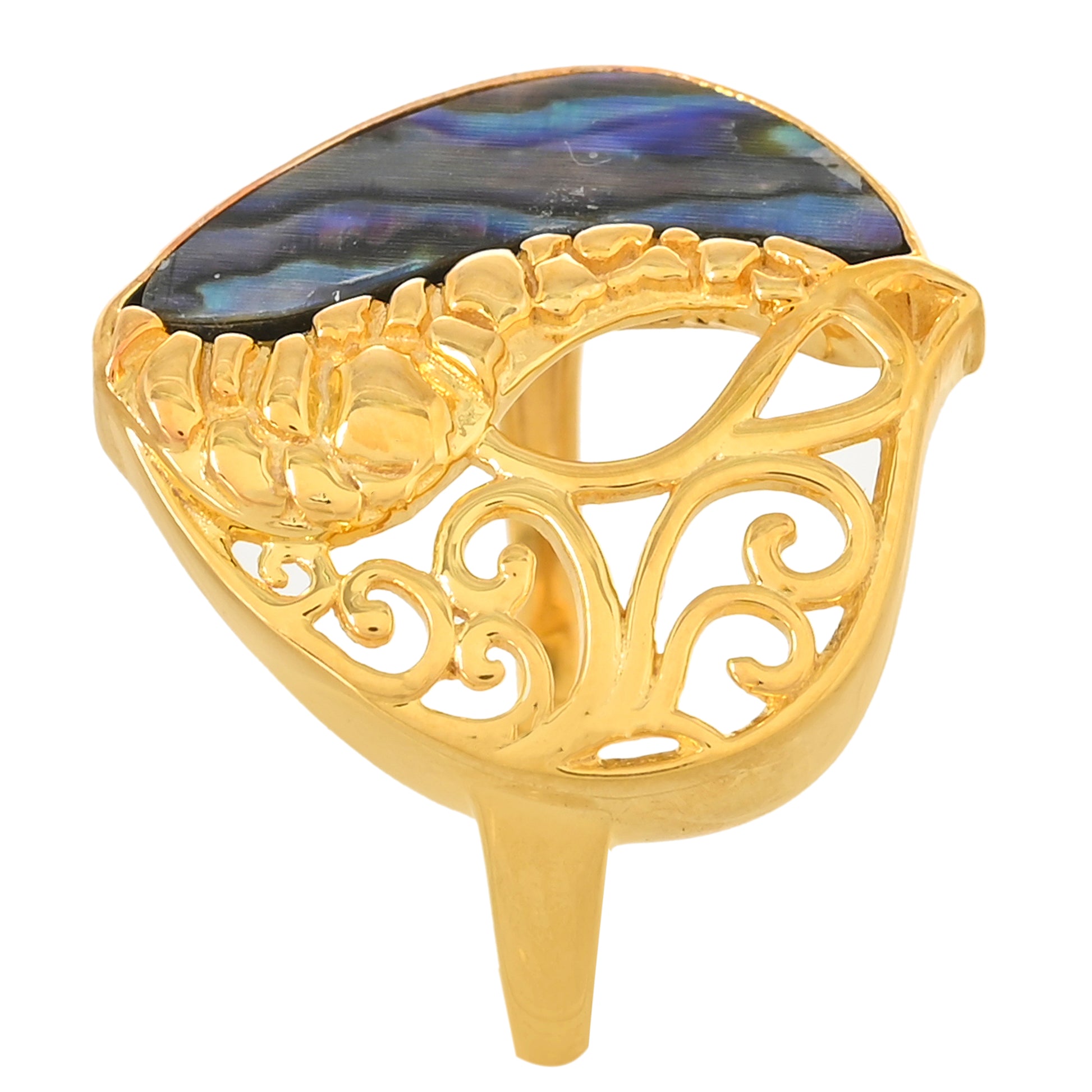 Inel din Argint 925 Placat cu Aur ( 5.3 grame ) cu Scoică Abalone 4.13 Carate 3 