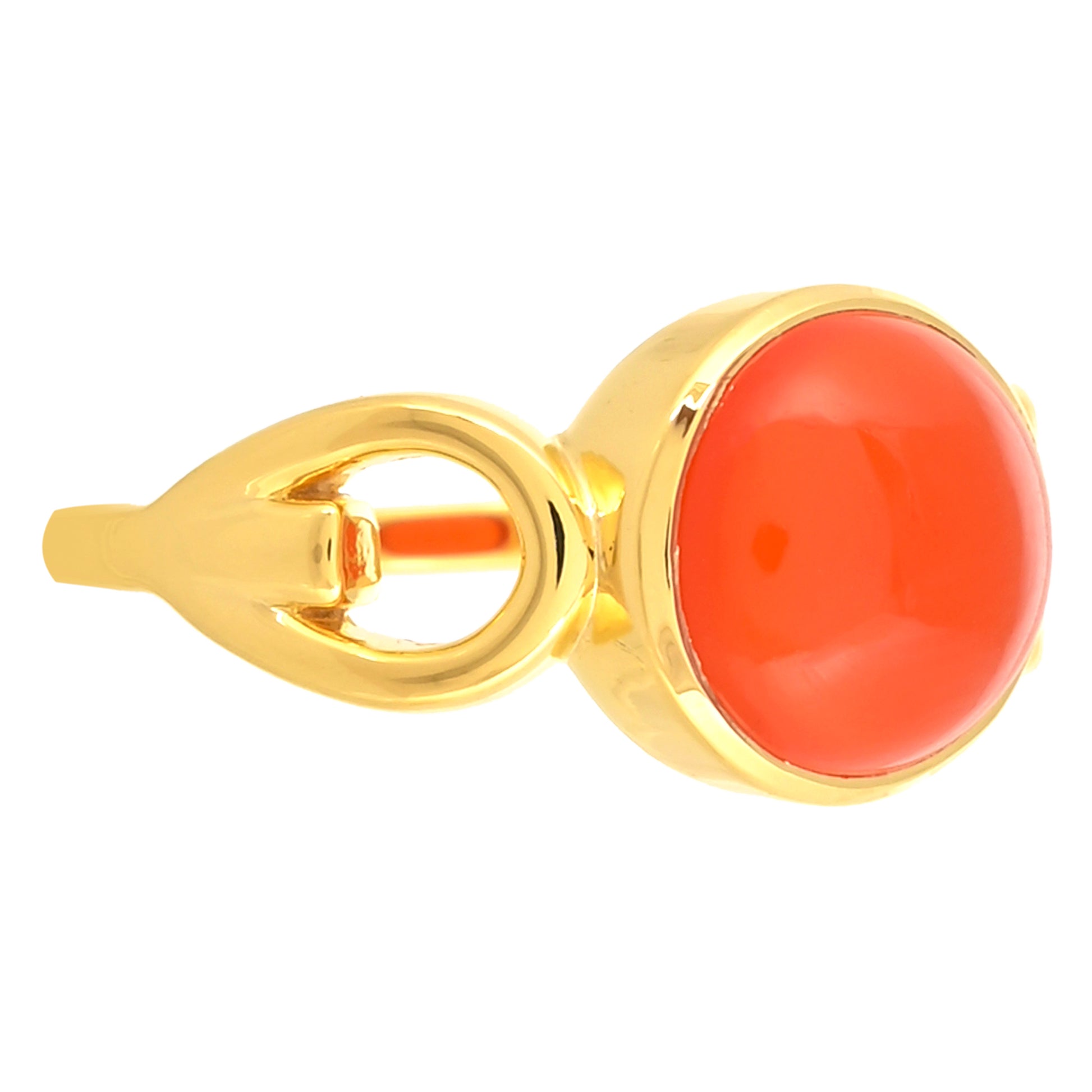 Inel din Argint 925 Placat cu Aur ( 3 grame ) cu Carneol 3.73 Carate 2 