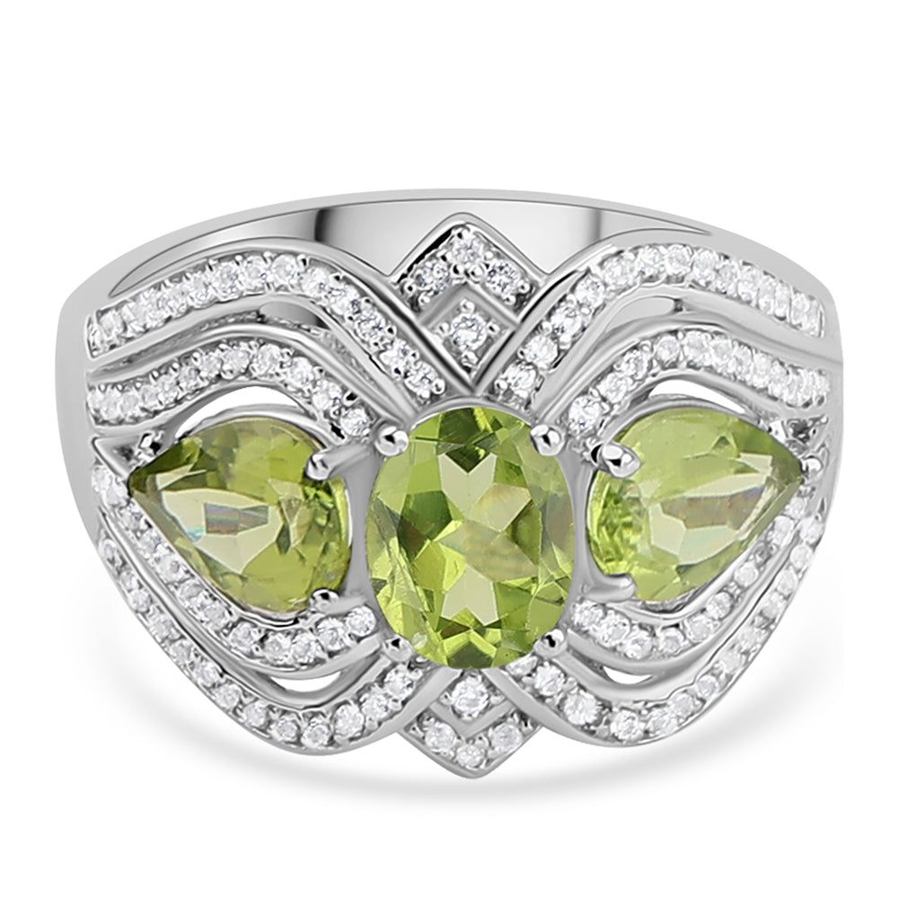 Inel din Argint 925 ( 5.24 grame ) cu Peridot 4.06 Carate 1 