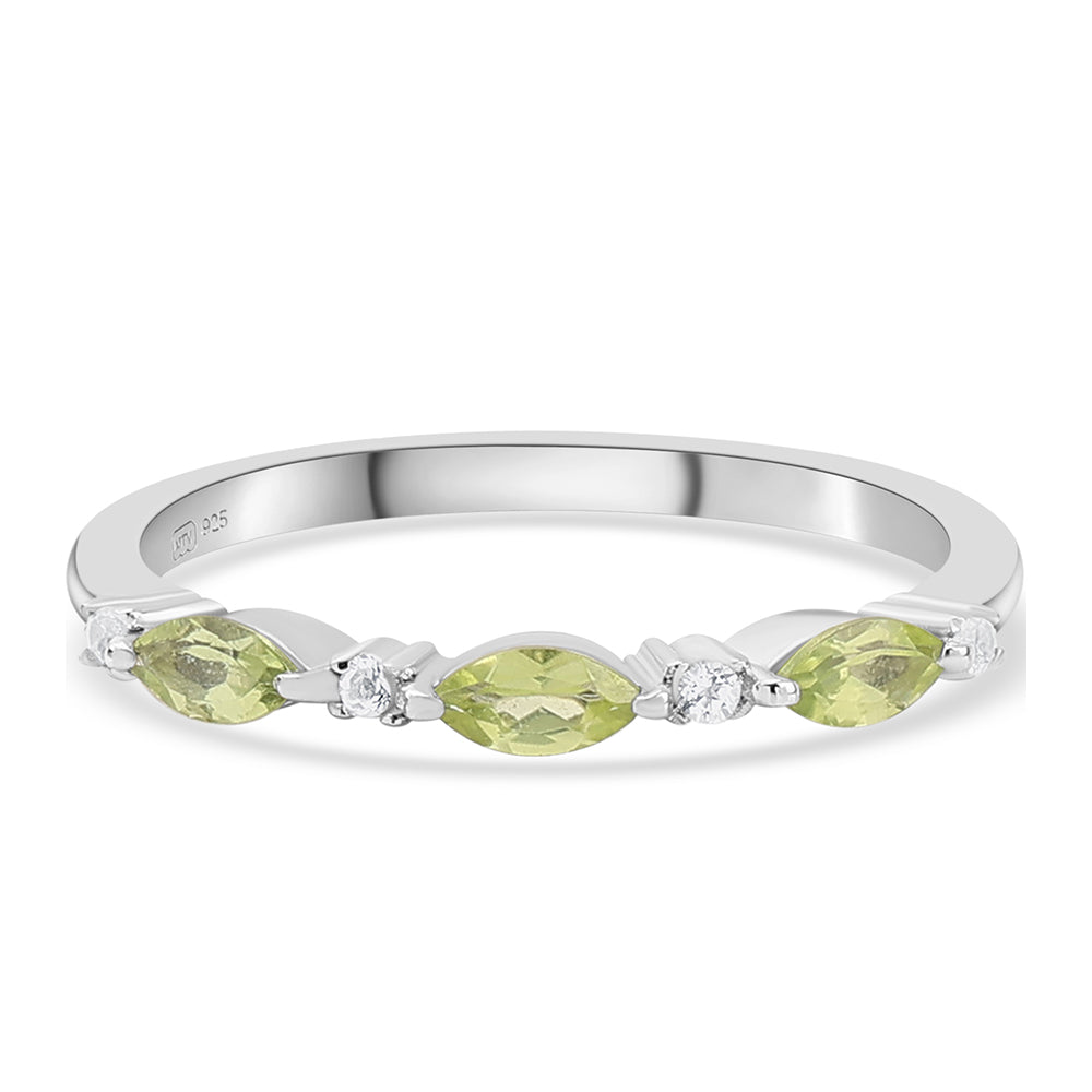 Inel din Argint 925 ( 1.72 grame ) cu Peridot și Topaz Alb 0.75 Carate