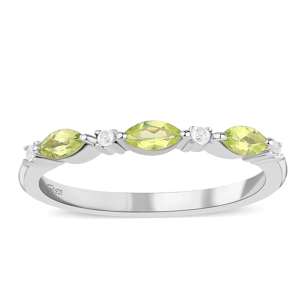 Inel din Argint 925 ( 1.72 grame ) cu Peridot și Topaz Alb 0.75 Carate