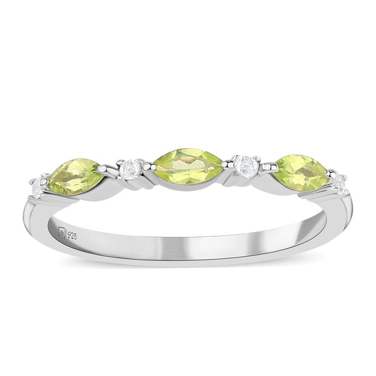 Inel din Argint 925 ( 1.72 grame ) cu Peridot și Topaz Alb 0.75 Carate