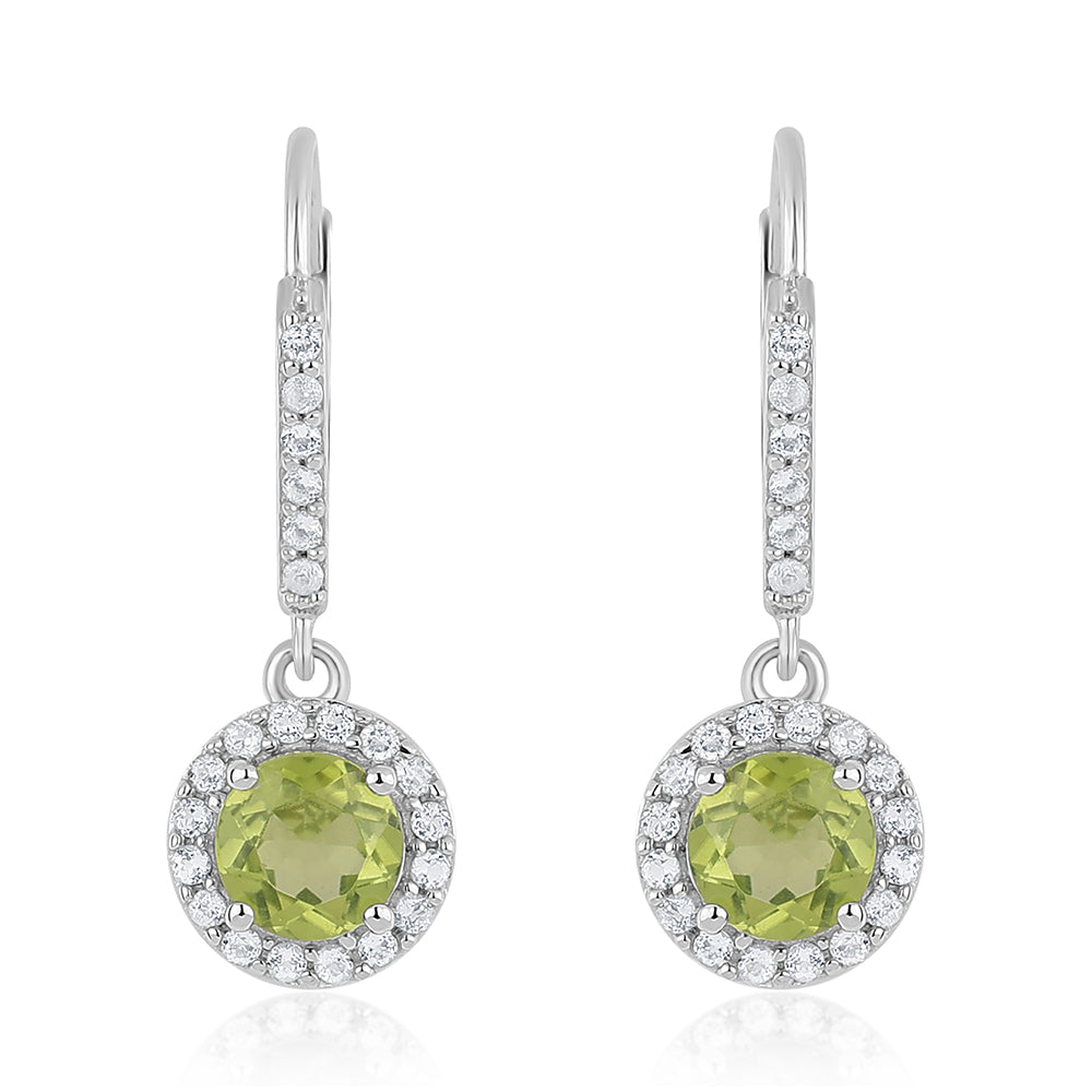 Cercei din Argint 925 ( 2.4 grame ) cu Peridot și Topaz Alb 2.33 Carate 1 