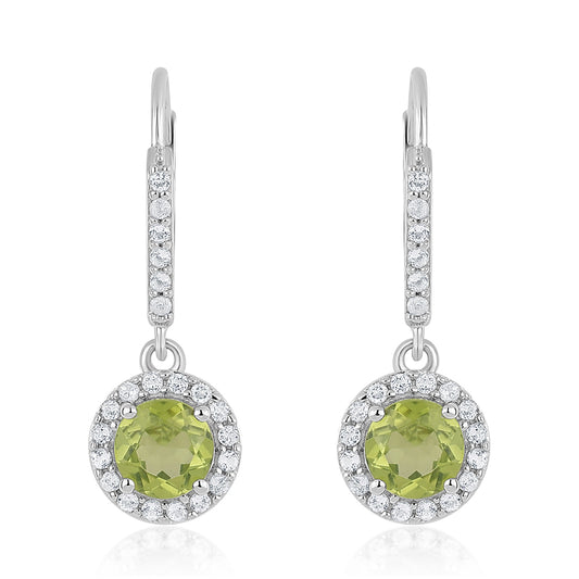 Cercei din Argint 925 ( 2.4 grame ) cu Peridot și Topaz Alb 2.33 Carate