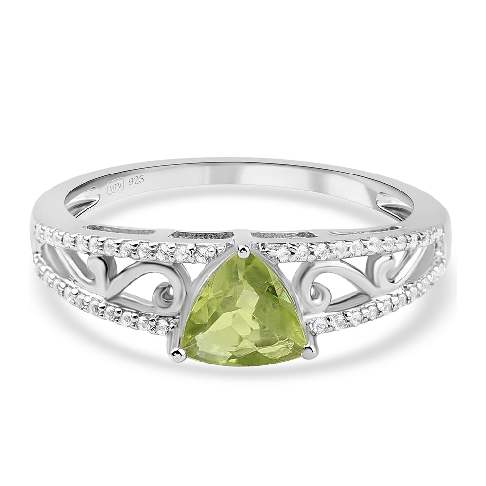 Inel din Argint 925 ( 2.65 grame ) cu Peridot și Topaz Alb 1.32 Carate