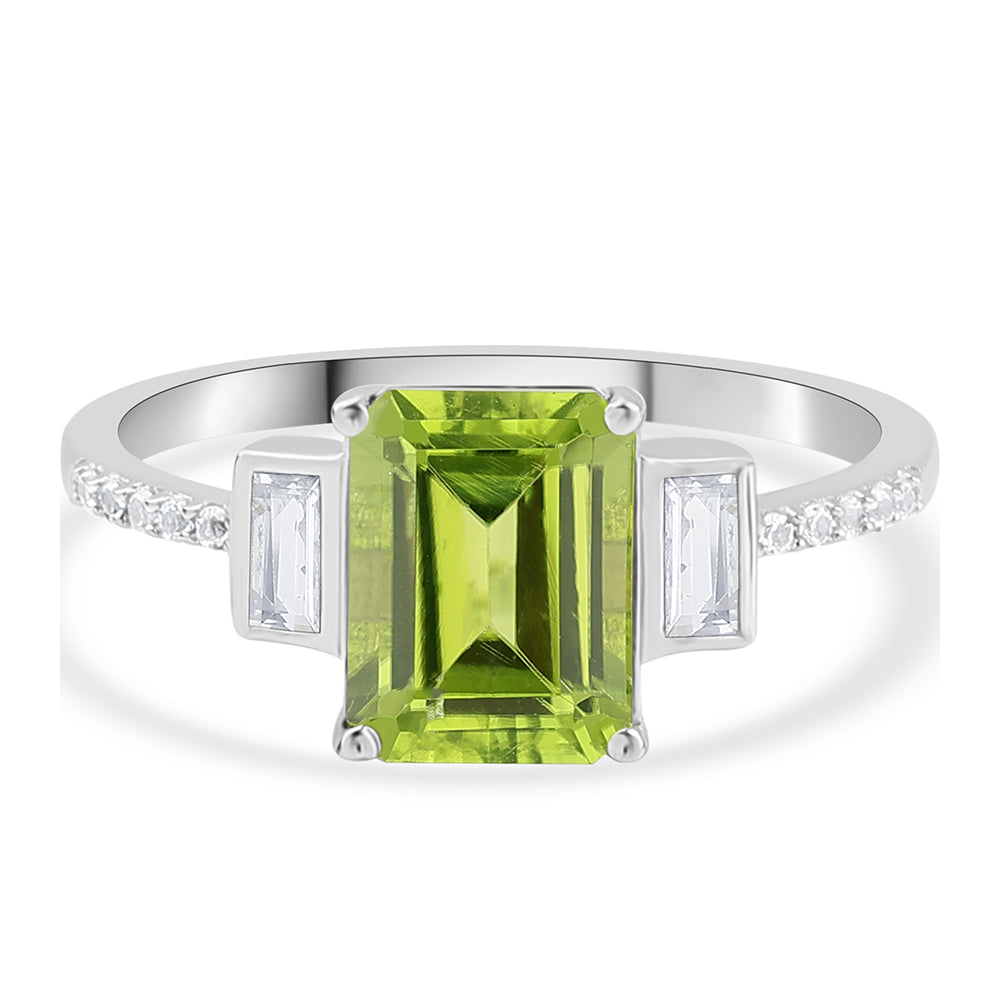 Inel din Argint 925 ( 2.17 grame ) cu Peridot și Topaz Alb 2.72 Carate 1 