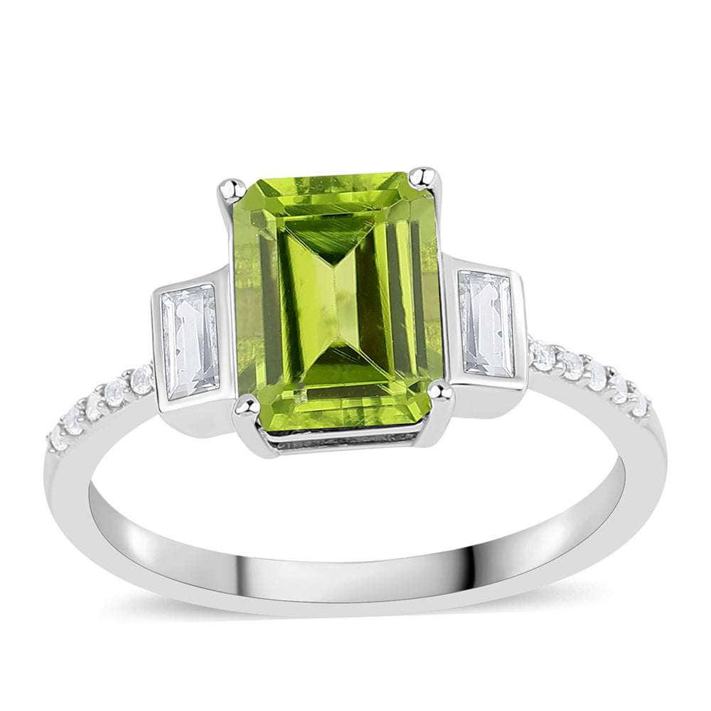 Inel din Argint 925 ( 2.17 grame ) cu Peridot și Topaz Alb 2.72 Carate