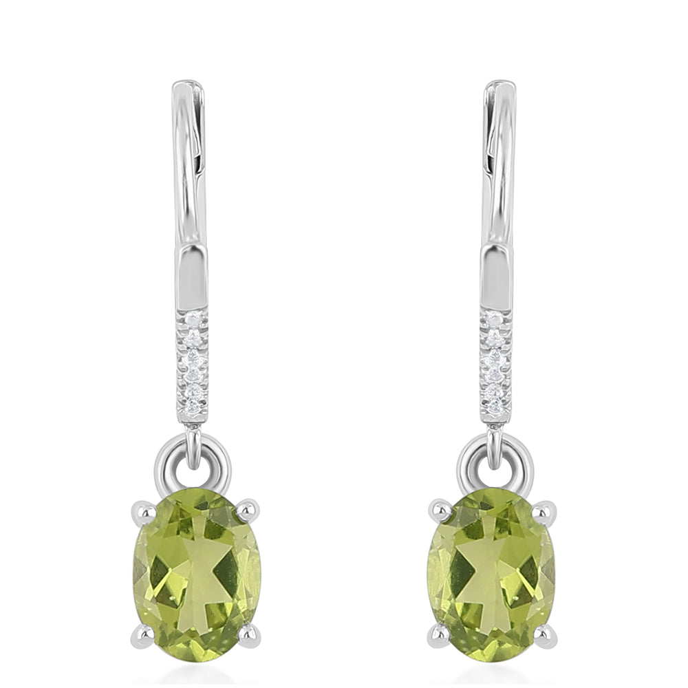 Cercei din Argint 925 ( 1.84 grame ) cu Peridot și Topaz Alb 2.8 Carate