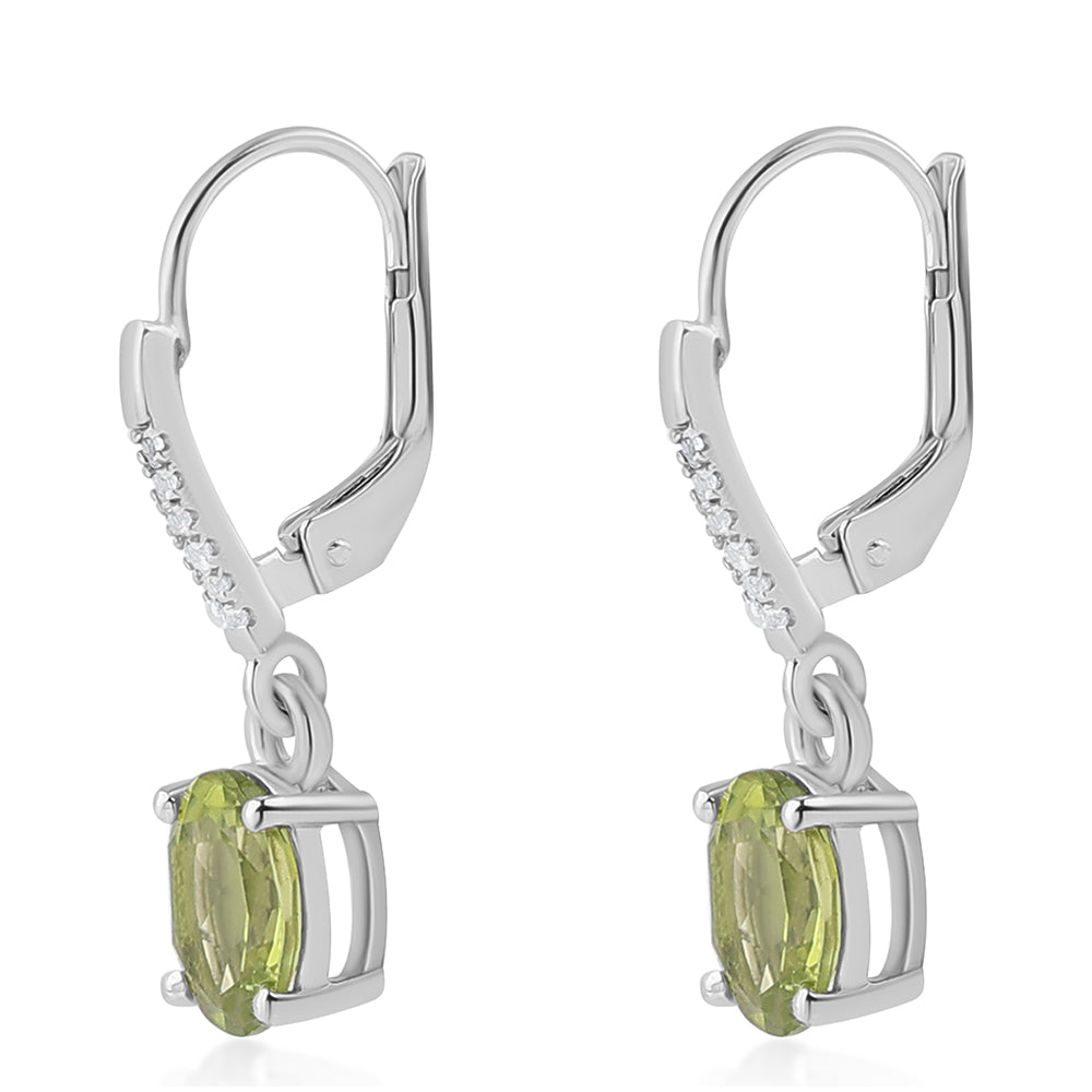 Cercei din Argint 925 ( 1.84 grame ) cu Peridot și Topaz Alb 2.8 Carate 2 