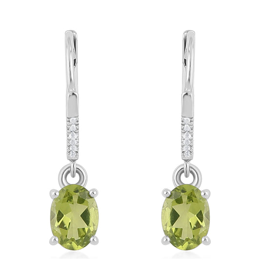 Cercei din Argint 925 ( 1.84 grame ) cu Peridot și Topaz Alb 2.8 Carate