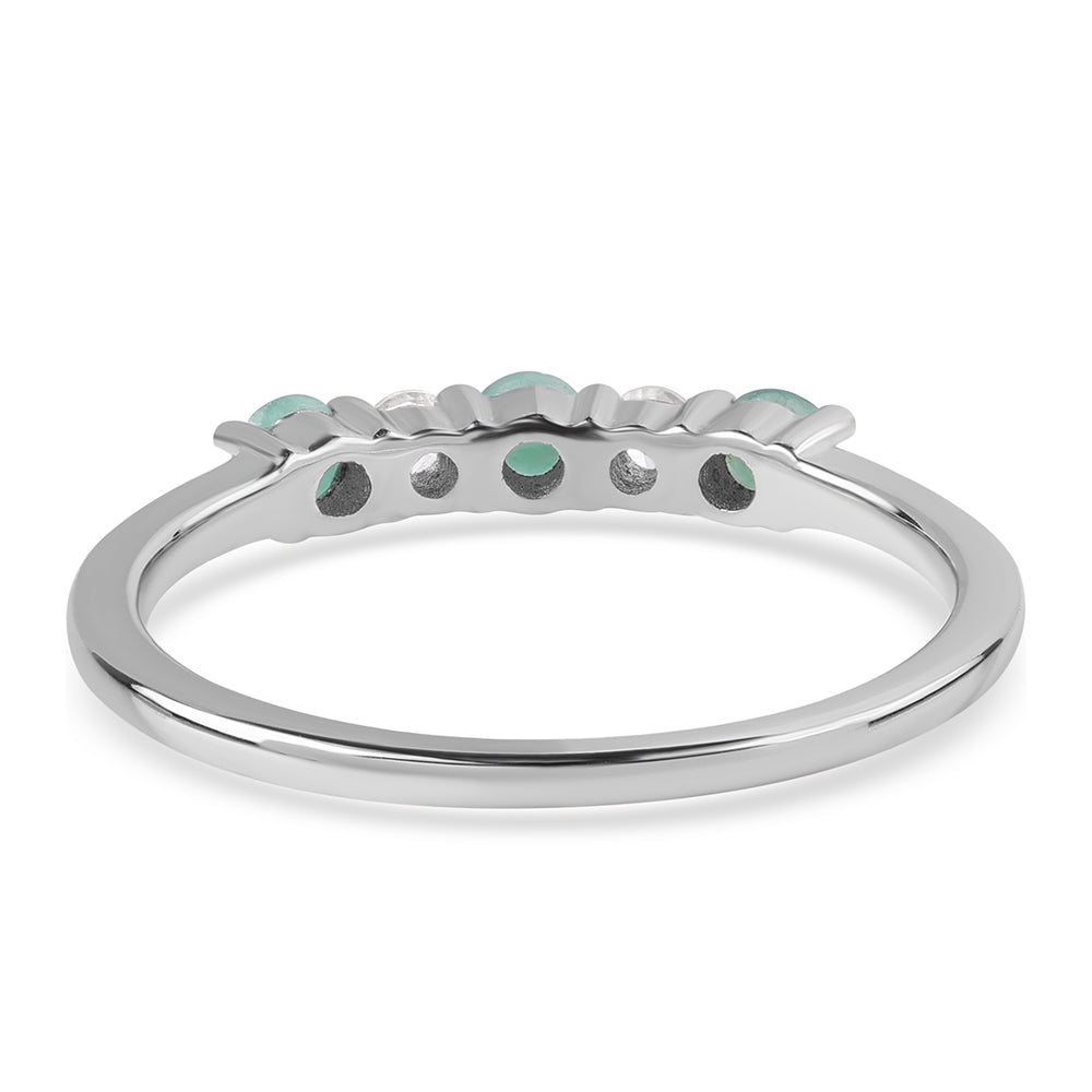 Inel din Argint 925 ( 1.62 grame ) cu Smarald Brazilian și Topaz Alb 0.52 Carate 4 