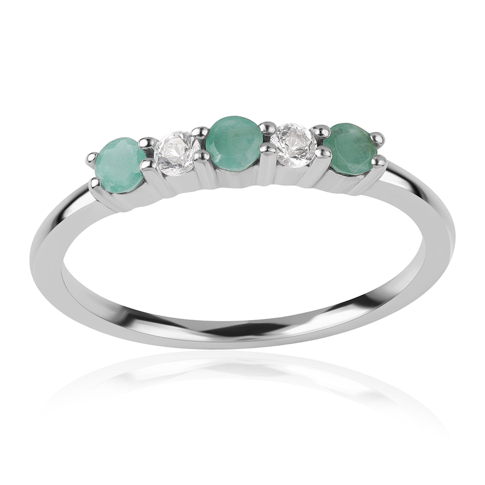 Inel din Argint 925 ( 1.62 grame ) cu Smarald Brazilian și Topaz Alb 0.52 Carate