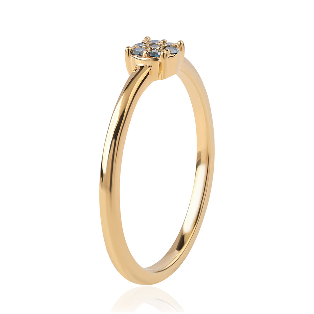 Inel din Argint 925 Placat cu Aur ( 1.68 grame ) cu Diamant Albastru 0.11 Carate 2 