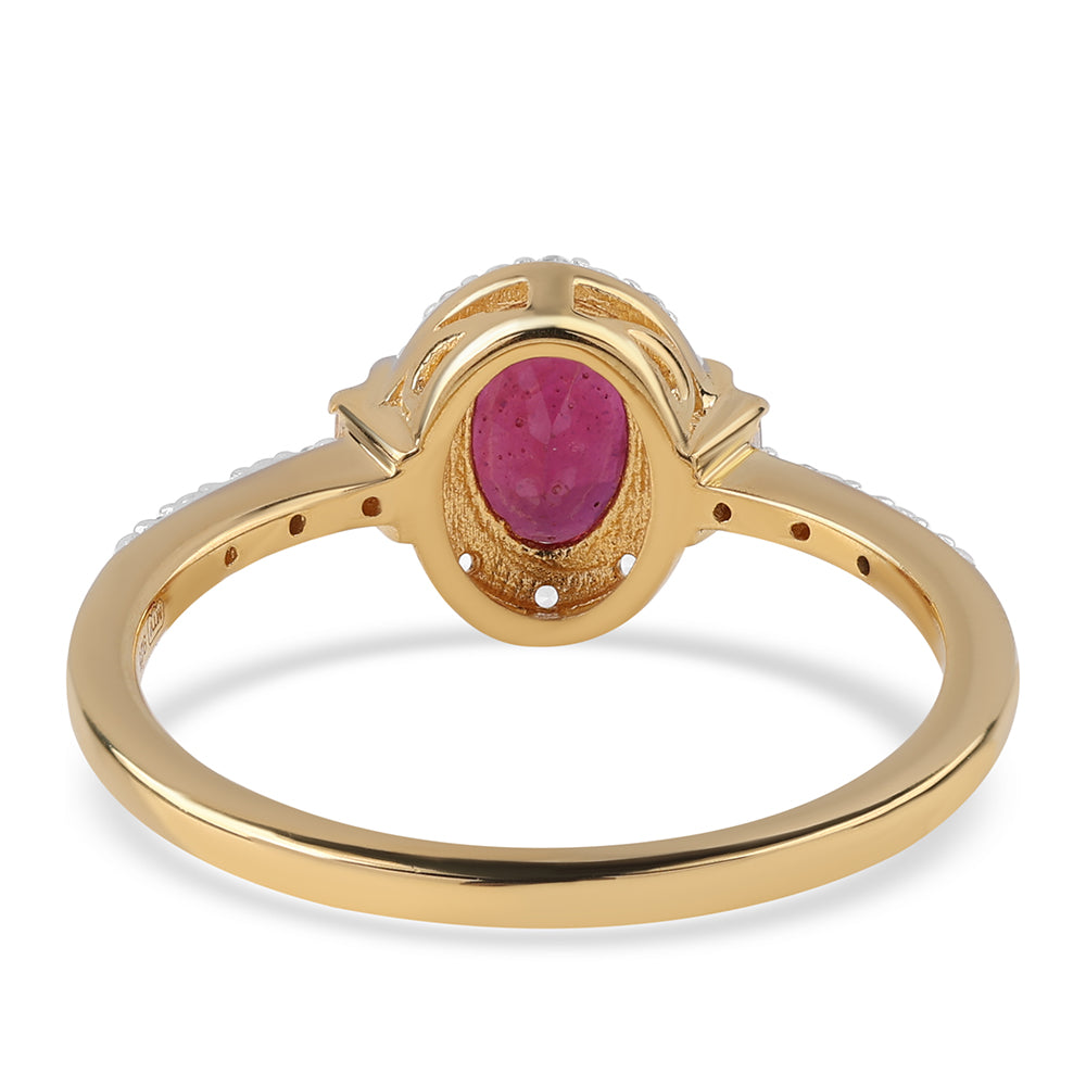 Inel din Argint 925 Placat cu Aur ( 2.07 grame ) cu Rubin Mozambic și Topaz Alb 1.49 Carate