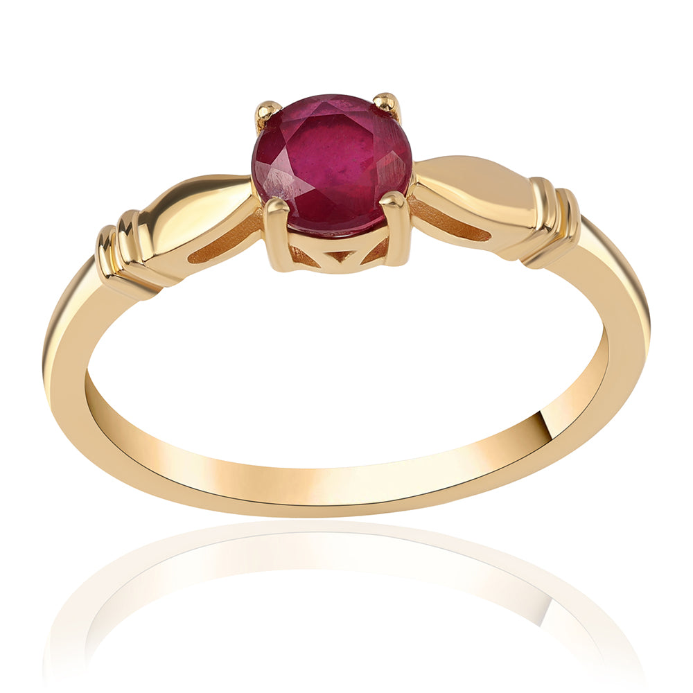 Inel din Argint 925 Placat cu Aur ( 2.23 grame ) cu Rubin Mozambic 1.3 Carate 1 
