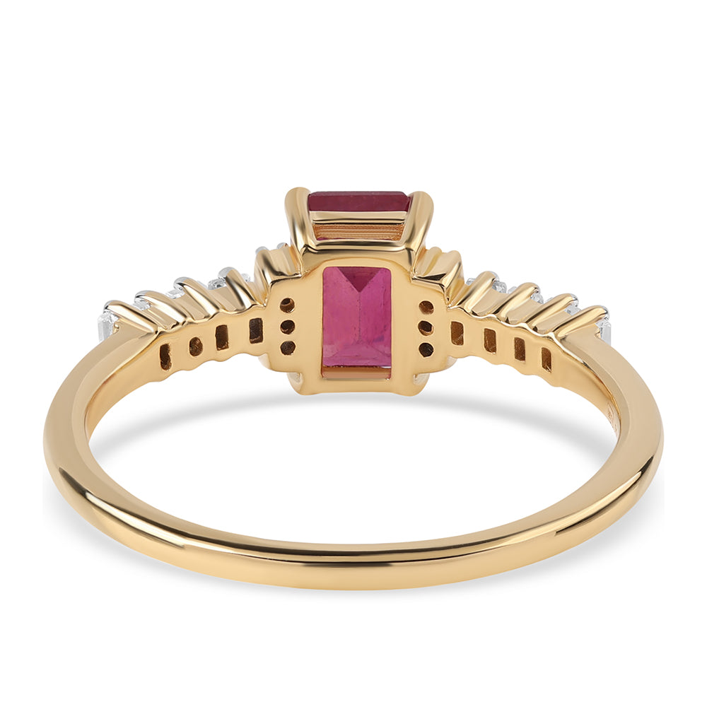 Inel din Argint 925 Placat cu Aur ( 1.97 grame ) cu Rubin Mozambic și Topaz Alb 2.24 Carate 3 