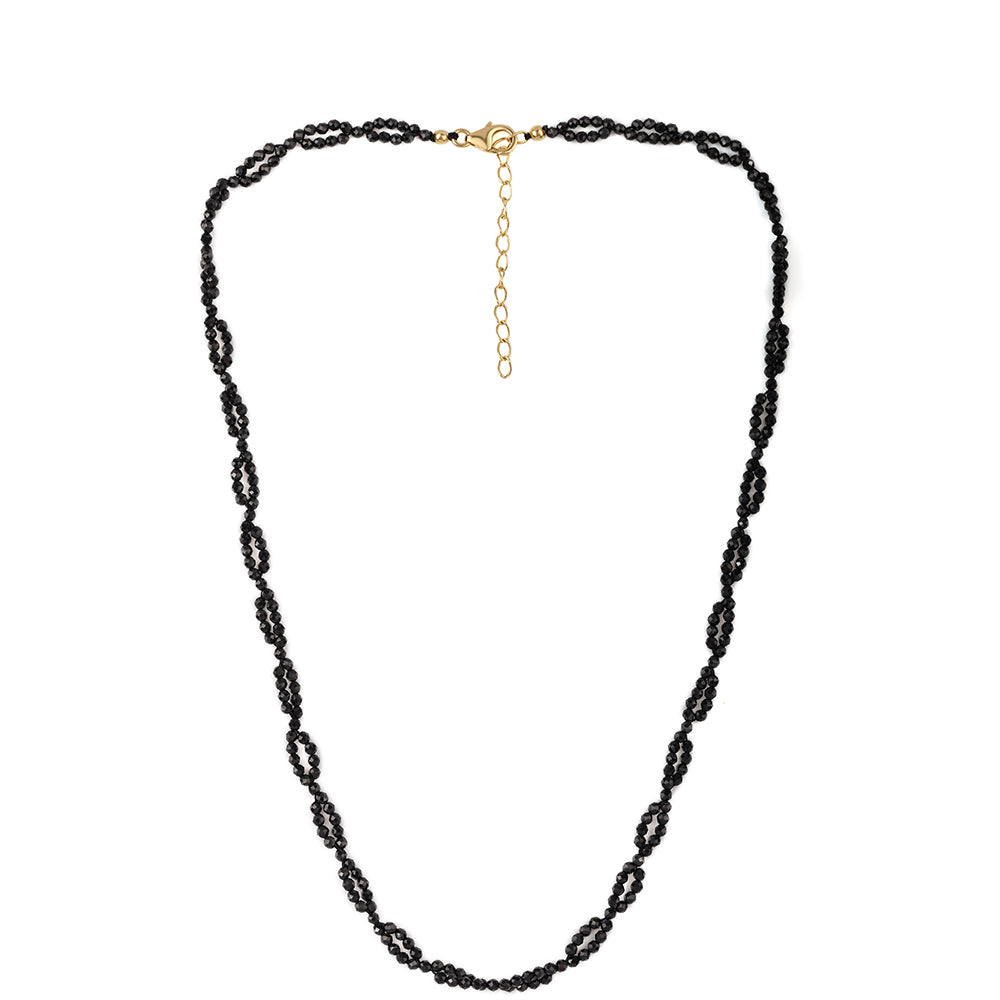 Colier din Argint 925 Placat cu Aur ( 0.93 grame ) cu Spinel Negru 30.75 Carate