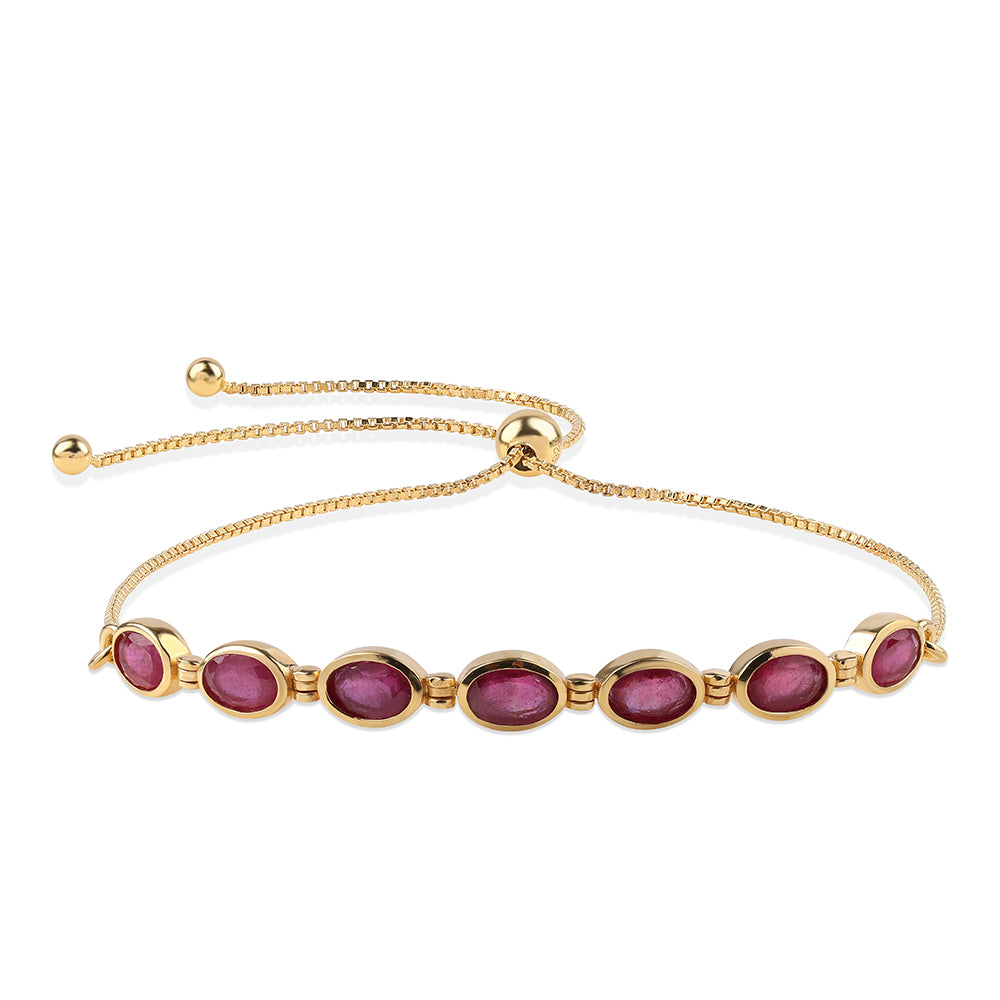 Brățară din Argint 925 Placat cu Aur ( 4.21 grame ) cu Rubin Mozambic 4.76 Carate