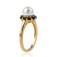 Inel din Argint 925 Placat cu Aur ( 2.49 grame ) cu Spinel Negru și Perlă de Apă Dulce Albă 3.42 Carate