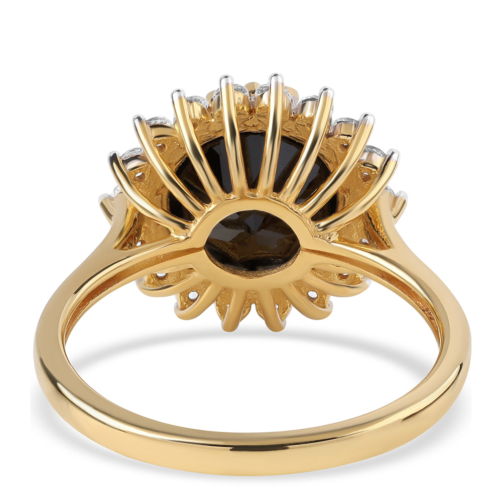 Inel din Argint 925 Placat cu Aur ( 3.38 grame ) cu Spinel Negru și Topaz Alb 6.54 Carate 3 