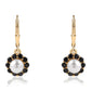 Cercei din Argint 925 Placat cu Aur ( 2.28 grame ) cu Spinel Negru și Perlă de Apă Dulce Albă 3.42 Carate