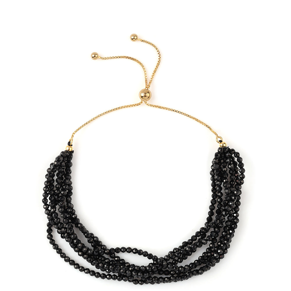 Brățară din Argint 925 Placat cu Aur ( 1.32 grame ) cu Spinel Negru 53.13 Carate 1 