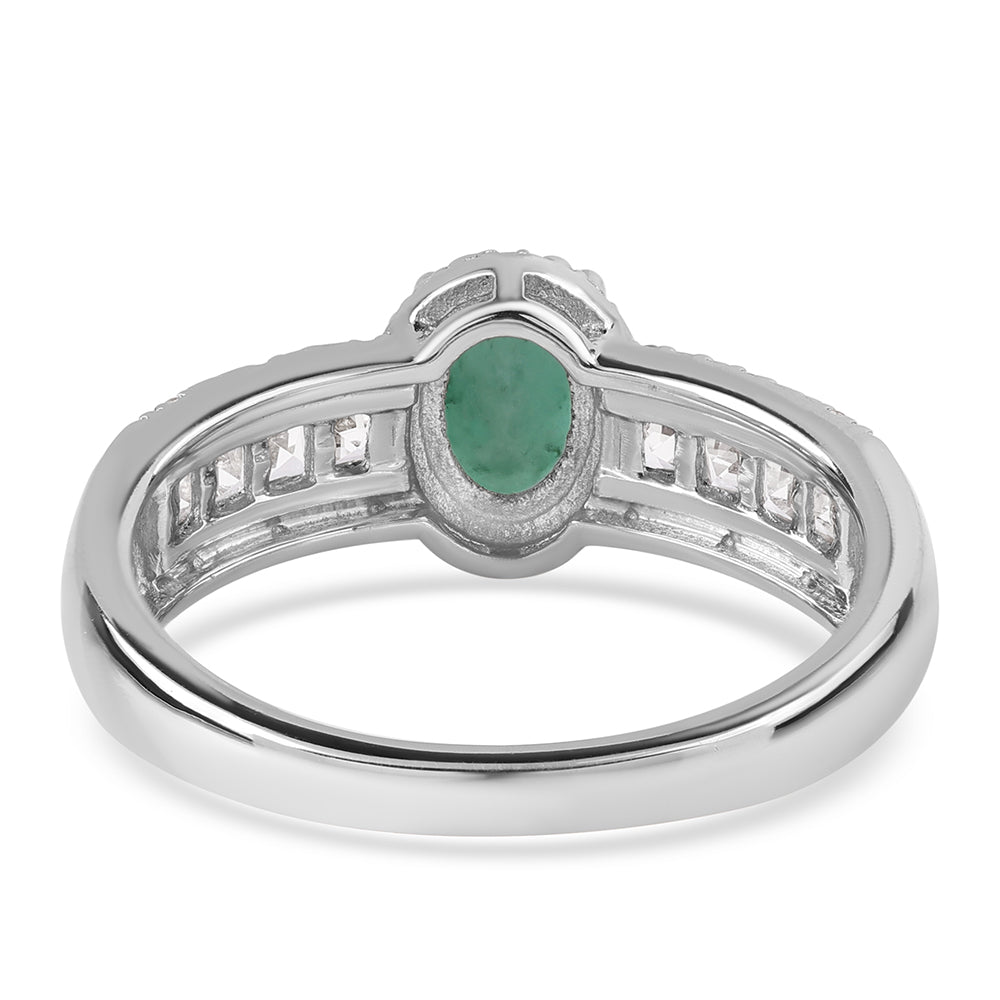 Inel din Argint 925 ( 3.29 grame ) cu Smarald Brazilian și Topaz Alb 1.01 Carate 4 