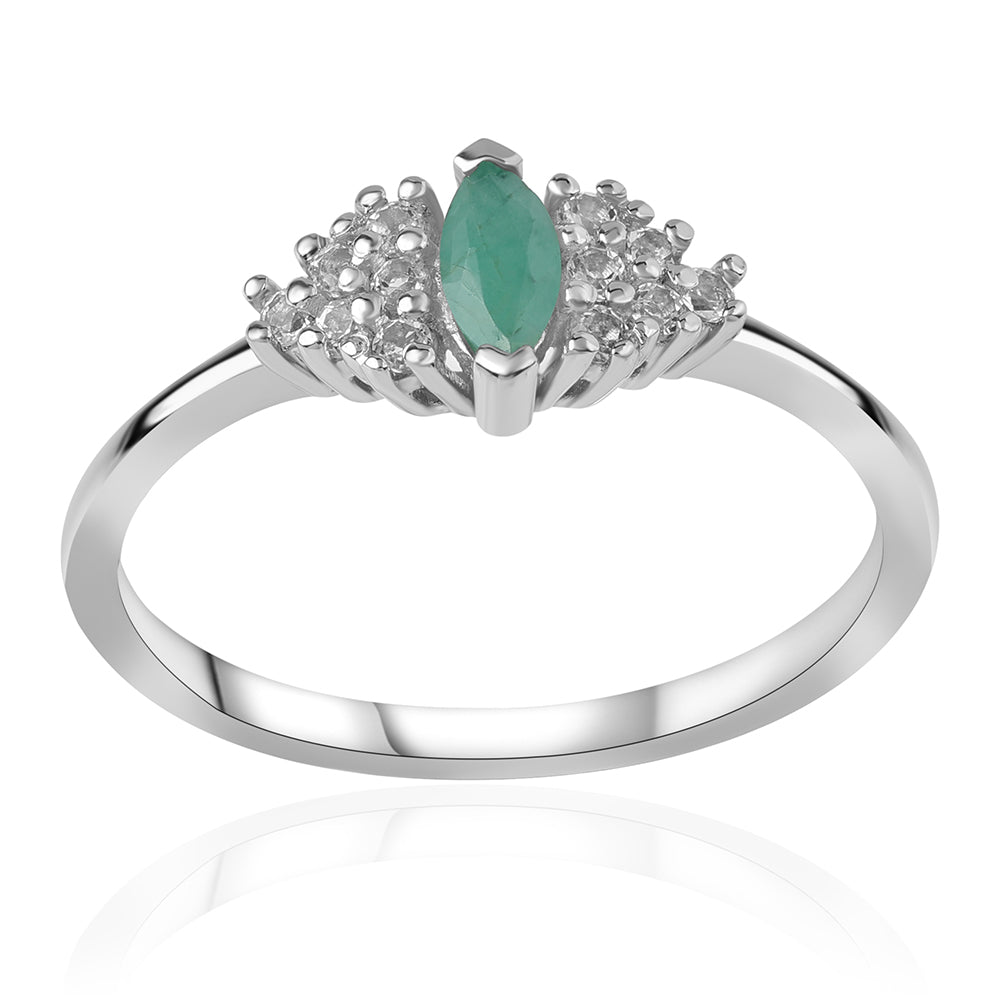 Inel din Argint 925 ( 1.76 grame ) cu Smarald Brazilian și Topaz Alb 0.65 Carate