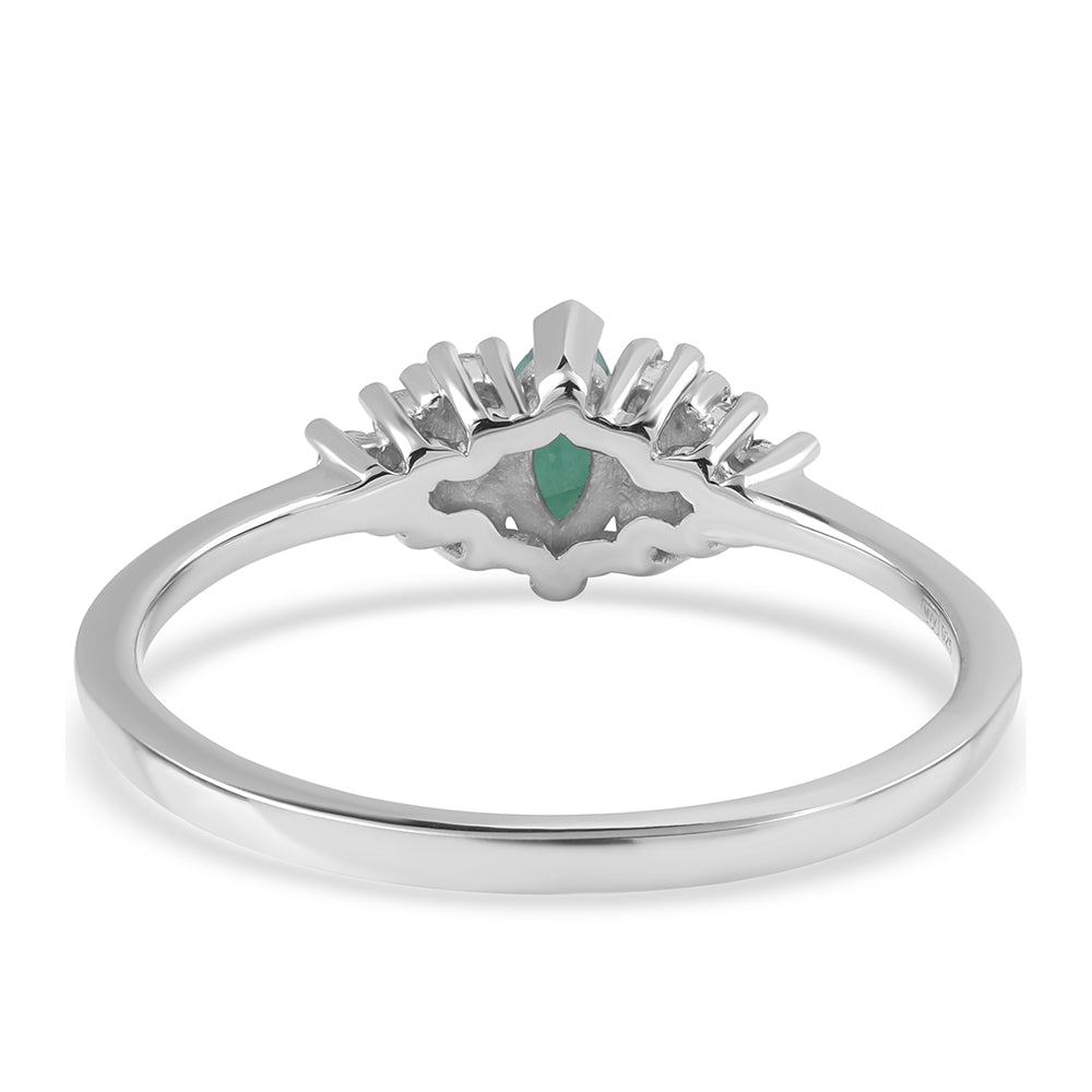 Inel din Argint 925 ( 1.76 grame ) cu Smarald Brazilian și Topaz Alb 0.65 Carate 3 