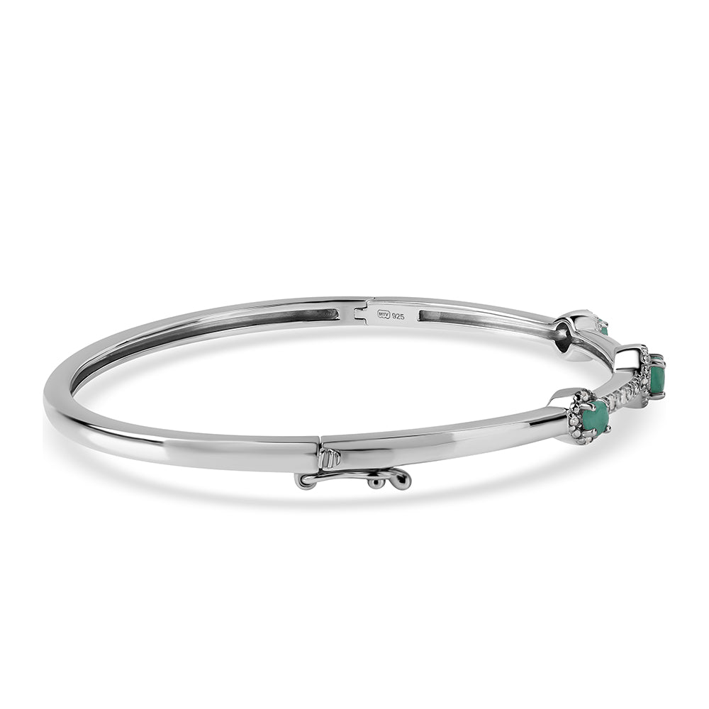 Brățară din Argint 925 ( 11.34 grame ) cu Smarald Brazilian și Topaz Alb 0.54 Carate 2 