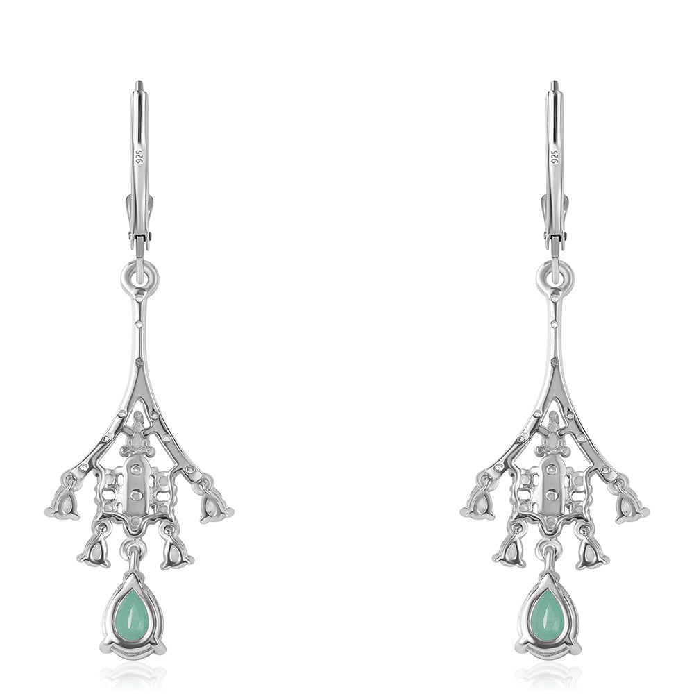 Cercei din Argint 925 ( 3.84 grame ) cu Smarald Brazilian și Topaz Alb 2.58 Carate