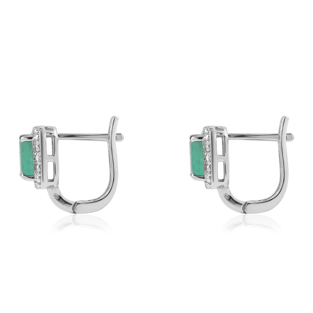 Cercei din Argint 925 ( 2.73 grame ) cu Smarald Brazilian și Topaz Alb 2.16 Carate