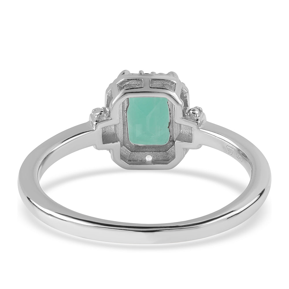 Inel din Argint 925 ( 2.39 grame ) cu Smarald Brazilian și Topaz Alb 1.14 Carate 2 