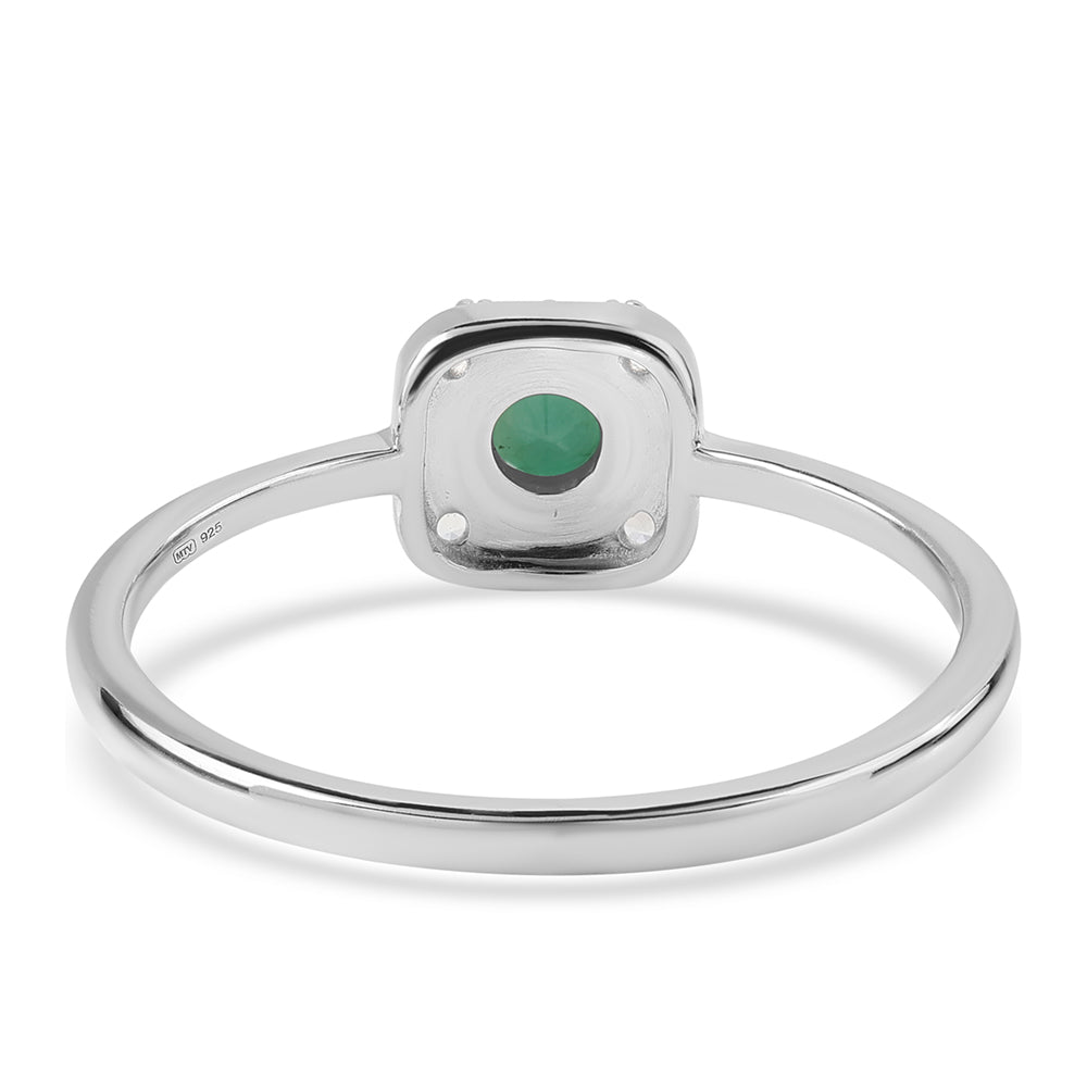 Set din Argint 925 ( 4.13 grame ) cu Smarald Brazilian și Topaz Alb 1.18 Carate ( Cercei+Inel+Pandantiv ) 7 