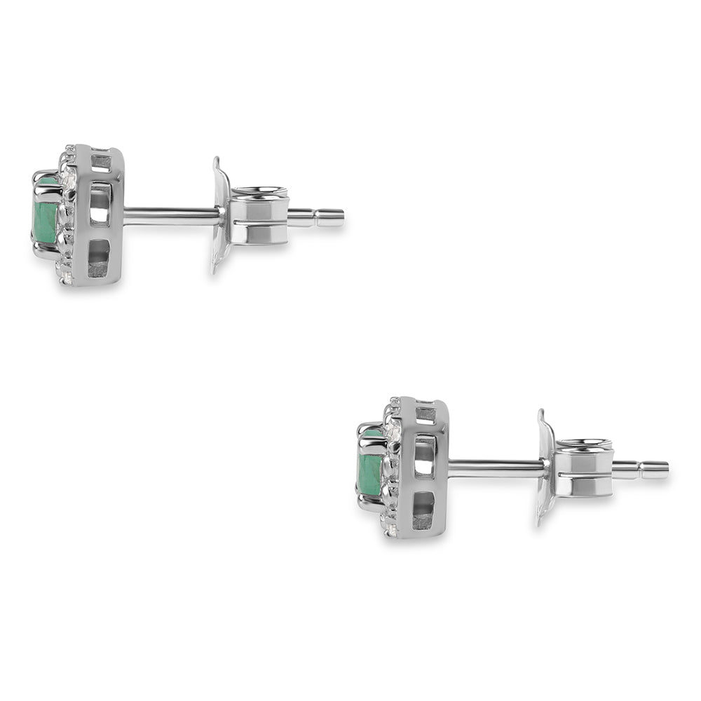 Set din Argint 925 ( 4.13 grame ) cu Smarald Brazilian și Topaz Alb 1.18 Carate ( Cercei+Inel+Pandantiv )